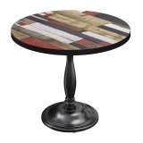 BD | Table de bistro | Ø 80 x 75,5 cm | Ronde | Bord noir | Vintage coloré / noir