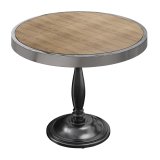 BD | Mesa de bistró | Diámetro 70 x 78 cm | Redonda | Marco de cromo | Roble / Negro