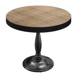 BD | Bistro Tisch | Ø 60 x 78 cm | Rund | Schwarzer Rand | Eiche / Schwarz