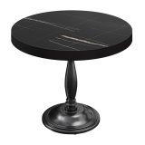 BD | Bistro Tisch | Ø 60 x 78 cm | Rund | Schwarzer Rand | Schwarz Marmor / Schwarz