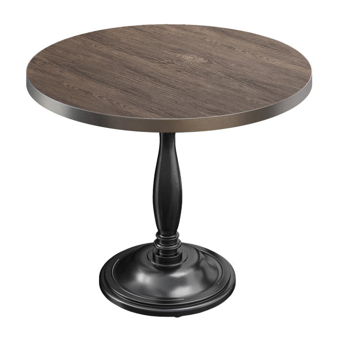 BD | Bistro Tisch | Ø 70 x 75,5 cm | Rund | Edelstahl Rand | Light Wenge / Schwarz
