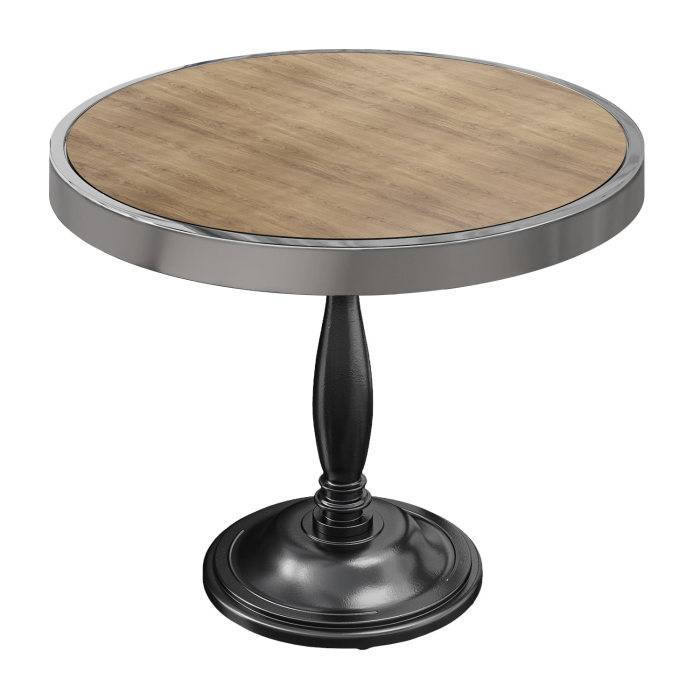 BD | Bistro-pöytä | Ø 70 x 78 cm | Pyöreä | Kromikehys | Tammi / Musta