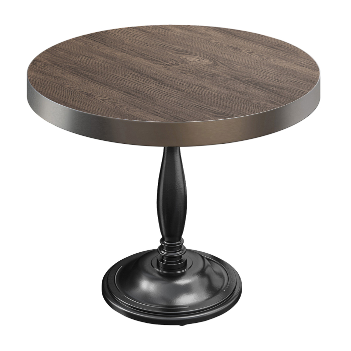 BD | Bistro Table | Ø 60 x 78 cm | Round | Stainless Steel Edge | Light Wenge / Black