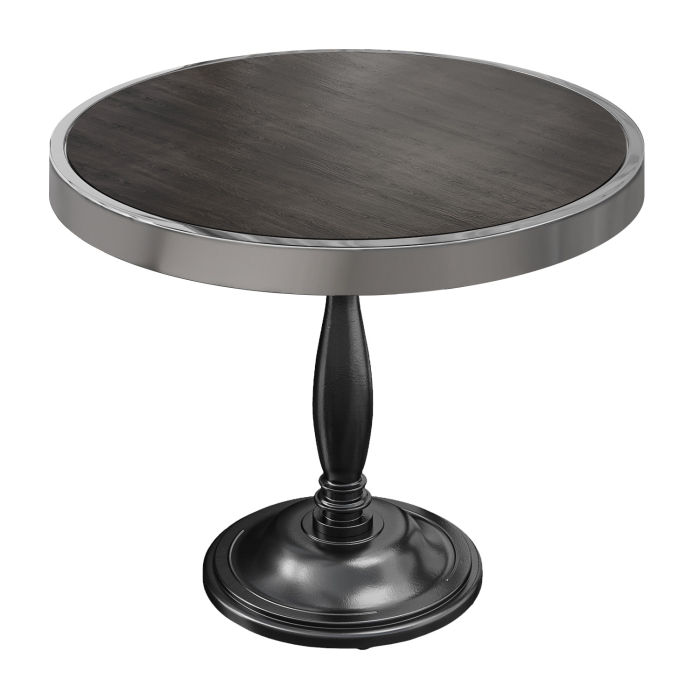 BD | Bistro Tisch | Ø 70 x 78 cm | Rund | Chromrahmen | Wenge Schwarz / Schwarz