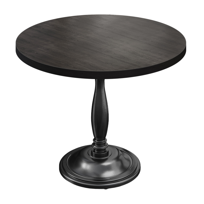 BD | Bistro Tisch | Ø 80 x 75,5 cm | Rund | Schwarzer Rand | Wenge Schwarz / Schwarz