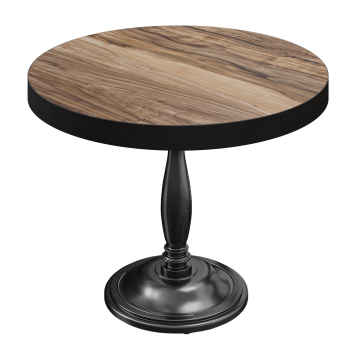 BD | Bistro Bord | Ø 70 x 78 cm | Rund | Sort Kant | Sheesham / Sort