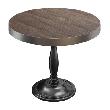 BD | Bistro Table | Ø 60 x 78 cm | Round | Stainless Steel Edge | Light Wenge / Black