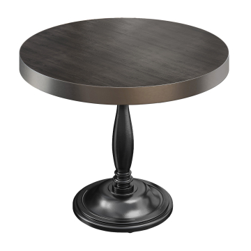 BD | Bistro Table | Ø 60 x 78 cm | Round | Stainless Steel Edge | Wenge Black / Black