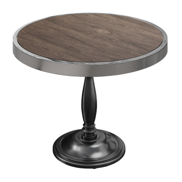 BD | Bistro Table | Ø 70 x 78 cm | Round | Chrome frame | Light Wenge / Black