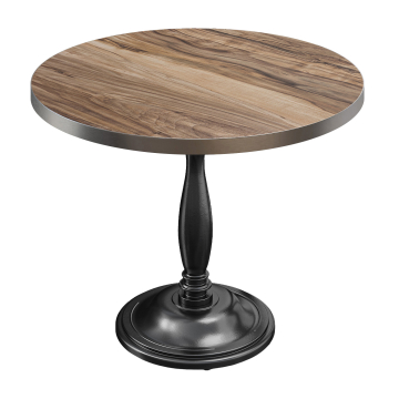 BD | Bistro Tisch | Ø 70 x 75,5 cm | Rund | Edelstahl Rand | Sheesham / Schwarz