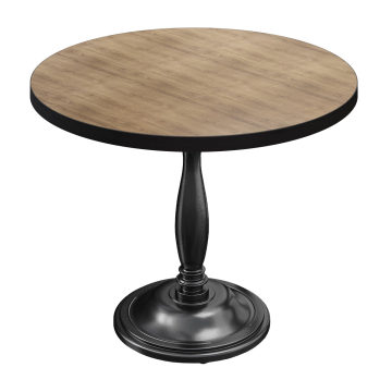 BD | Bistro Tisch | Ø 70 x 75,5 cm | Rund | Schwarzer Rand | Eiche / Schwarz