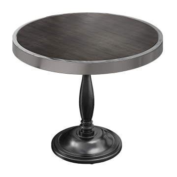 BD | Bistro Tisch | Ø 70 x 78 cm | Rund | Chromrahmen | Wenge Schwarz / Schwarz