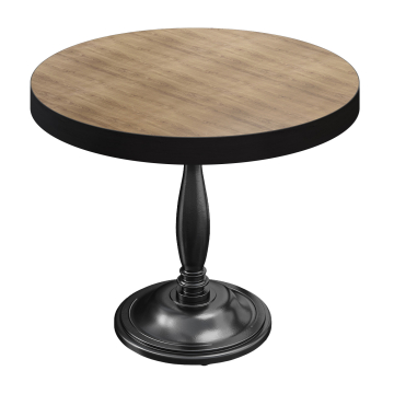 BD | Bistrobord | Ø 70 x 78 cm | Rund | Svart kant | Eik / Svart