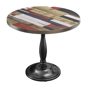 BD | Stół Bistro | Ø 60 x 75,5 cm | Okrągły | Krawędź ze stali nierdzewnej | Vintage Kolorowy / Czarny