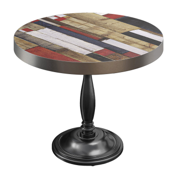 BD | Stół bistro | Ø 60 x 78 cm | Okrągły | Stal nierdzewna krawędź | Vintage Kolorowy / Czarny