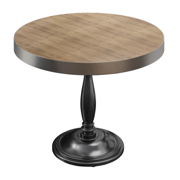 BD | Stół Bistro | Ø 70 x 78 cm | Okrągły | Stal nierdzewna krawędź | Dąb / Czarne