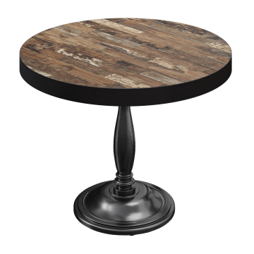 BD | Tavolo Bistro | Ø 60 x 78 cm | Rotondo | Bordo Nero | Vintage Old / Nero