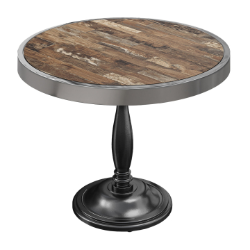 BD | Tavolo Bistro | Ø 70 x 78 cm | Rotondo | Telaio in Cromo | Vintage Old / Nero