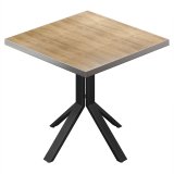 BE | Bistro Table | 80 x 80 x 74.5 cm | Square | Stainless Steel Edge | Oak / Black