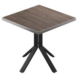 BE | Bistro Bord | 60 x 60 x 74,5 cm | Kvadratisk | Rustfrit stål kant | Light Wenge / Sort