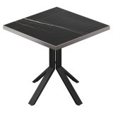 BE | Bistro Bord | 60 x 60 x 74,5 cm | Kvadratisk | Rustfrit stål kant | Sort marmor / Sort