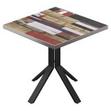BE | Table de bistro | 80 x 80 x 74,5 cm | Carré | Bord en acier inoxydable | Vintage coloré / Noir