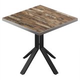 BE | Stół Bistro | 60 x 60 x 74,5 cm | Kwadratowy | Brzeg ze stali nierdzewnej | Vintage Old / Czarny