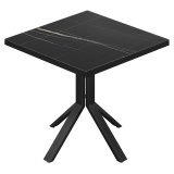 BE | Bistrotafel | 70 x 70 x 74,5 cm | Vierkant | Zwarte rand | Zwart marmer / Zwart