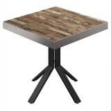 BE | Table de bistrot | 70 x 70 x 77 cm | Carré | Bord en acier inoxydable | Vintage ancien / Noir