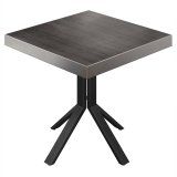 BE | Table de Bistro | 70 x 70 x 77 cm | Carré | Bord en acier inoxydable | Wenge / Noir