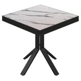 BE | Bistro Tisch | 60 x 60 x 77 cm | Quadratisch | Schwarz Rand | Weiß Marmor / Schwarz