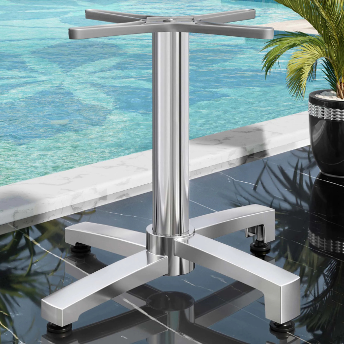 BENICIO | Estructura mesa bistro | 4 patas | Base: Ø 69 cm | Columna: 6 x 76 cm | Aluminio