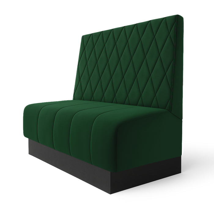 Fischer S | Gastrobank | B:H 120 x 90 cm | Dunkel Grün | Raute | Samt