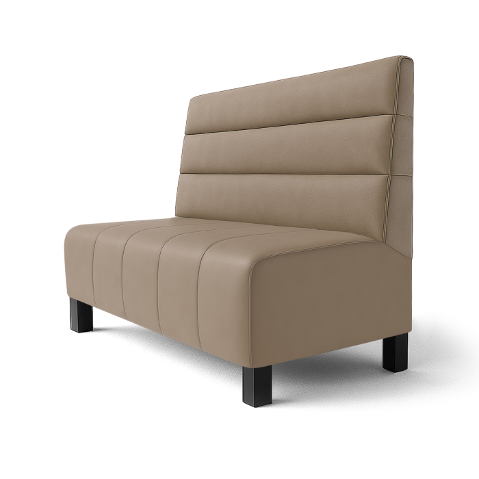 Fischer | Restaurantbænk F | Restaurantbænk | B:H 60 x 90 cm | Taupe | Vandrette striber | Læder
