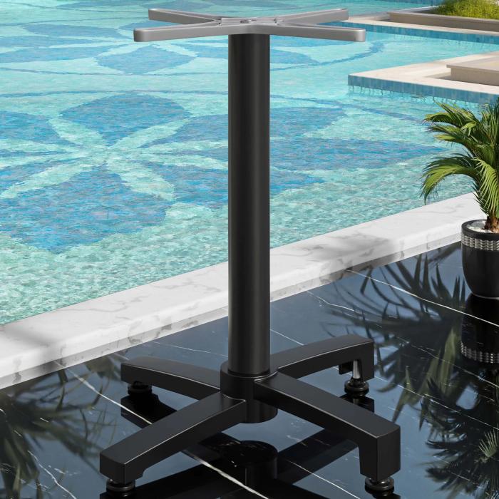 BENICIO | Pie de mesa Hostelería | Aluminio negro | 4 pies: Ø 69 cm | Columna 6 x 109 cm
