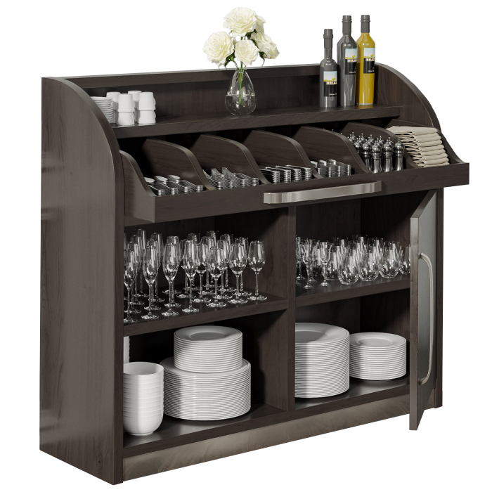 LEA | Serveringsskåp | B110cm x H105 | Wenge-Svart | 1x dörr + 2x hyllor | Mjuk stängning