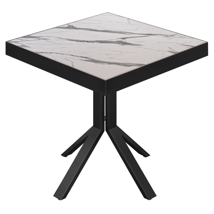BE | Bistrobord | 70x70x77cm | Firkantet | Hvit marmor/svart