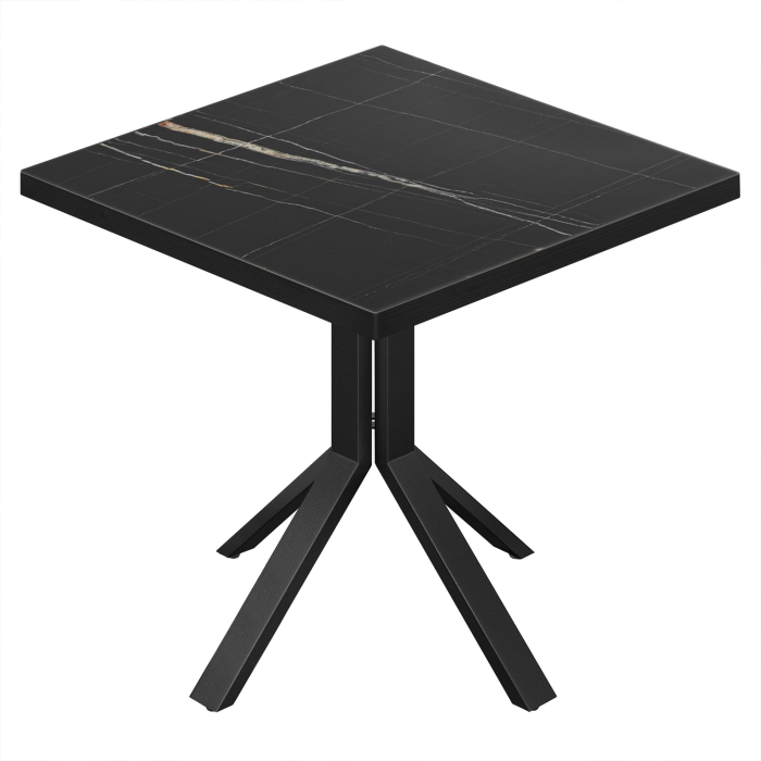 BE | Bistrobord | 80 x 80 x 74,5 cm | Firkantet | Svart marmor/svart