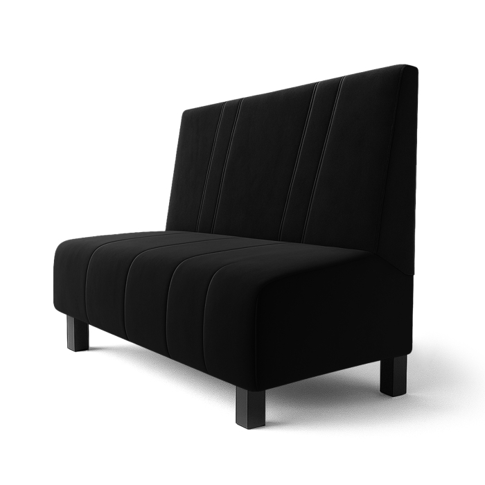 Fischer F | Gastrobank | B:H 120 x 100 cm | Sort | Skrå Stribet | Fløjl