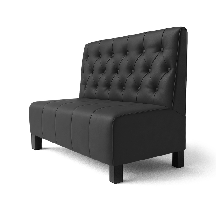 Fischer F | Ravintolapenkki | L:K 100 x 100 cm | Musta | Chesterfield | Nahka
