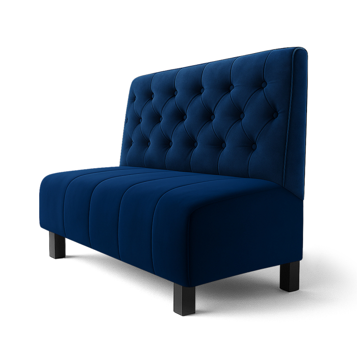 Fischer | Ławka restauracyjna F | Ławka restauracyjna | Szer.:wys. 60 x 100 cm | Niebieski | Chesterfield | Aksamit