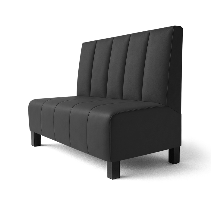 Fischer | Restaurantbænk F | Restaurantbænk | B:H 60 x 100 cm | Sort | Dybstribet | Læder