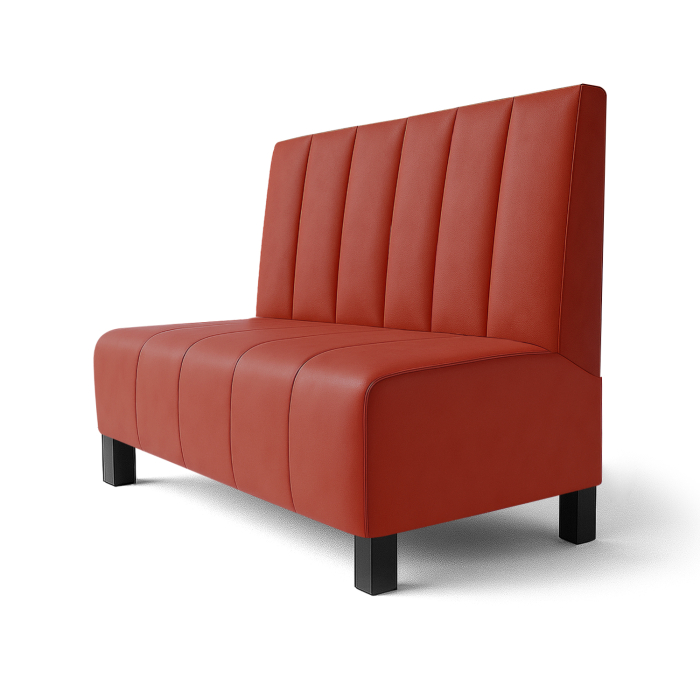 Fischer | Ławka restauracyjna F | Ławka restauracyjna | Szer.:wys. 60 x 120 cm | Czerwony | W głębokie paski | Skóra