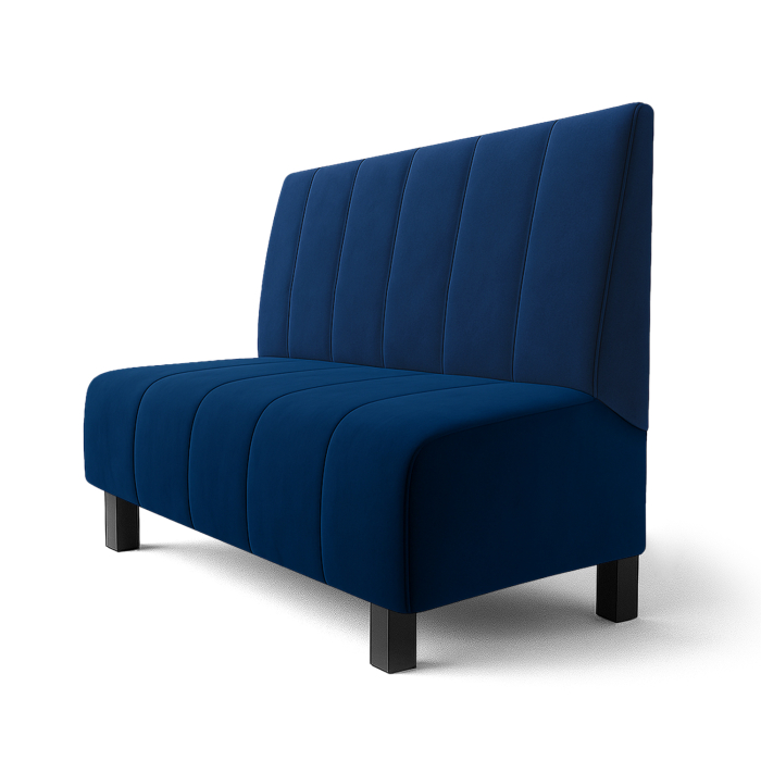 Fischer | Restaurantbænk F | Restaurantbænk | B:H 60 x 90 cm | Blå | Dybstribet | Fløjl