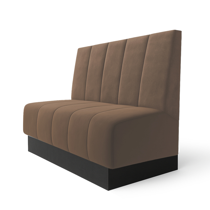 Fischer S | Gastrobank | B:H 140 x 100 cm | Taupe | Diep Gestreept | Fluweel