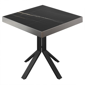 BE | Bistro Table | 80 x 80 x 77 cm | Square | Black Marble / Black