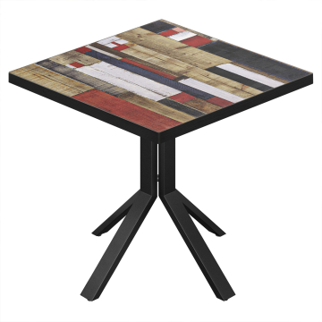 BE | Bistrotafel | 80 x 80 x 74,5 cm | Vierkant | Vintage Kleurrijk / Zwart