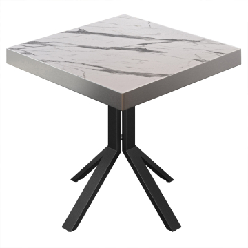 BE | Tavolo da bistrot | 80 x 80 x 77 cm | Quadrato | Marmo bianco / Nero