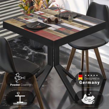BE | Bistrotafel | 60 x 60 x 77 cm | Vierkant | Vintage Kleurrijk / Zwart