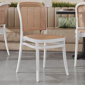 BELLA | Bistro Rotan Stoel | Wit | Stapelbaar